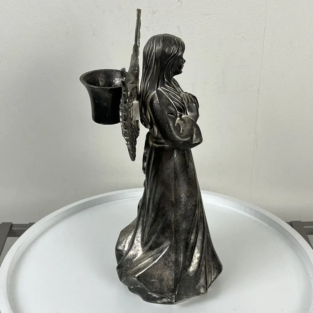 VTG International Silver Company Angel Candlestick‎ Holder Centerpiece Christmas